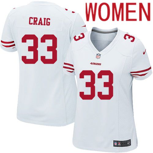 Women San Francisco 49ers #33 Roger Craig Nike White Team Color Game NFL Jersey->women nfl jersey->Women Jersey